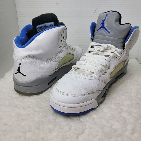 Nike Air Jordan Retro 5 Men's Size 12.5 White Hyper Royal Stealth DD0587 140 - Picture 5 of 12